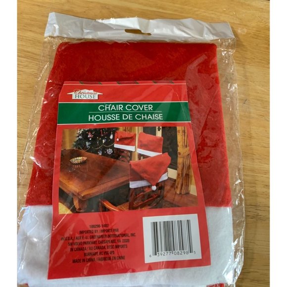 New Christmas House Santa Hat Chair Cover Felt red White OSFM - Picture 1 of 3